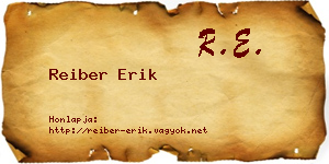 Reiber Erik névjegykártya